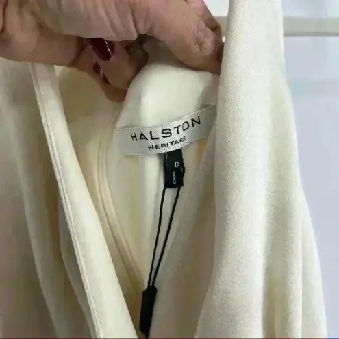 Halston Heritage Evening Collection Halter Satin Cream Dress Size 0