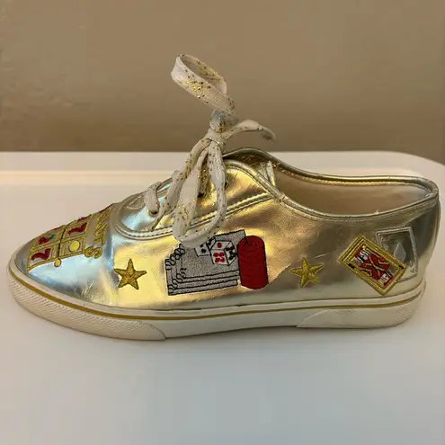 Sabastino Reno vegas metallic gold embroidered casino slots sneaker shoe size 10
