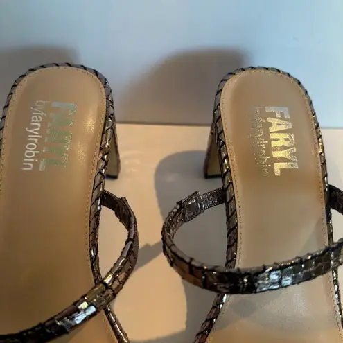 FARYL by Farylrobin Analisa Pewter Metallic Heeled Sandal Womens Size 7 Brown