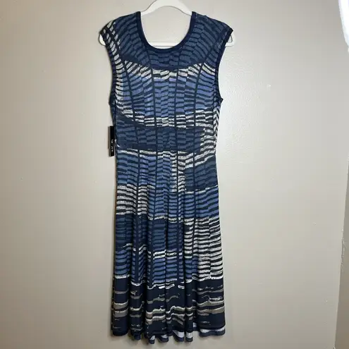 nic zoe dress Knit Abstract Art To Wear M Fit Flare NWT S191201 Blue Preppy Cute