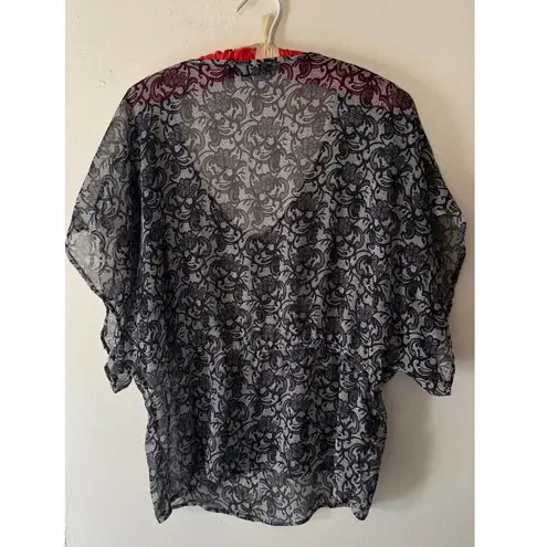Apt. 9 Black Lace Overlay Blouse Women’s Size L – Sheer Semi-Sheer Top