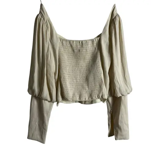 ASTR The Label Renaissance Cream Button Front Balloon Sleeve Top Size Small
