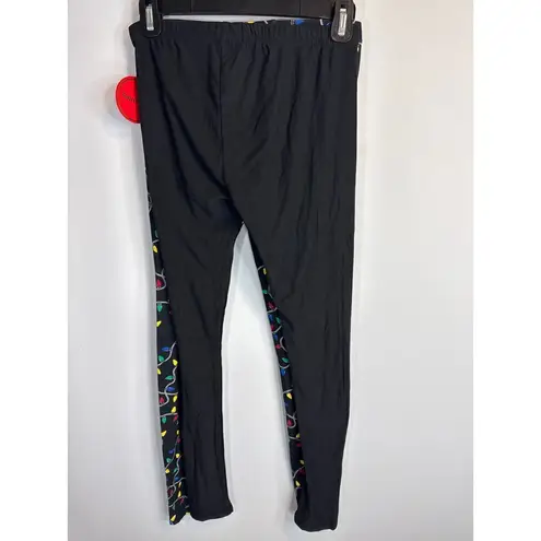Just One Christmas Lights Holiday Theme Leggings 2 Pcs Women's Medium NWT Black