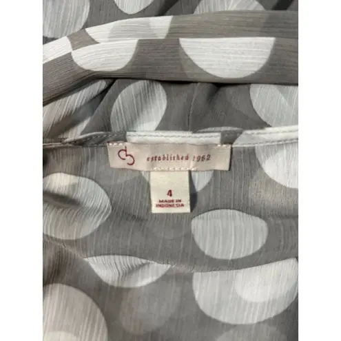 NEW CB Soft Ethereal Polka Dot Dress 4 Gray White Sheer Asymmetrical Elegant