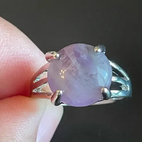 Amethyst Round purple S925 silver ring size 7.5