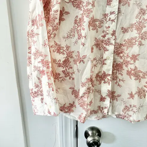 Ralph Lauren White Cotton Red Floral Toile Patch Pocket Buttondown Shirt Lrg NWT Size XL