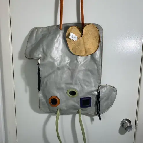 Carol Hearty vintage one if a kind, gray, genuine leather art bag, handbag Gray