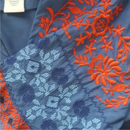 SUNDANCE "FABLE" BLUE/RED FOLKLORE EMBROIDERED TOP M Blue Size M