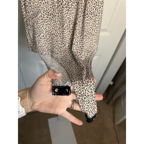 Gaze Leopard Print Bodysuit Tank Top Sleeveless Casual Trendy Size S Tan