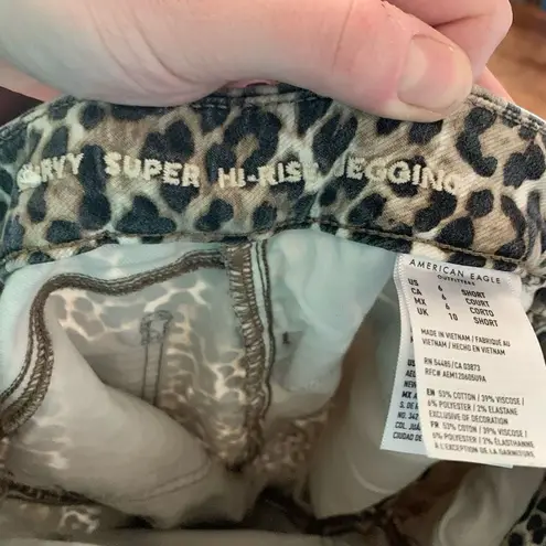 American Eagle cheetah print curvy super high rise 6 short jeggings Tan