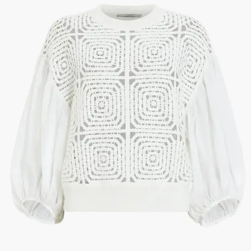 ALLSAINTS NWT All Saints Sol Mixed Media Lace Top in Chalk Sz XS $279