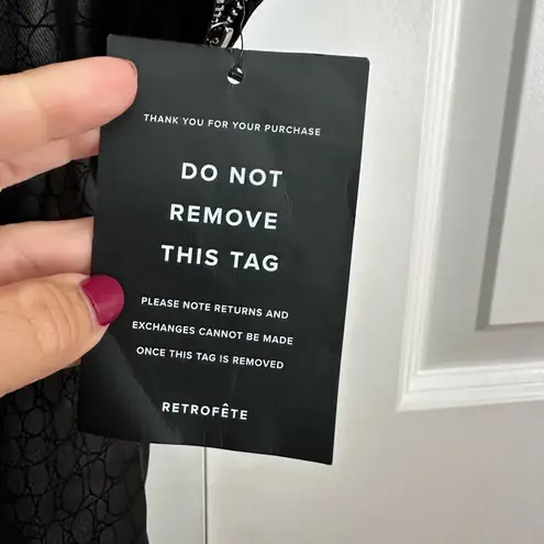 Retrofete Jourdana Coated Denim Mini Bodycon Dress in Black Gator Size L NWT Size L