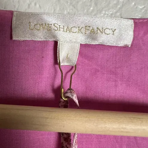 Love Shack Fancy  Pink Metallic Gabriella Lame Puff Sleeve Bow Mini Dress Size L