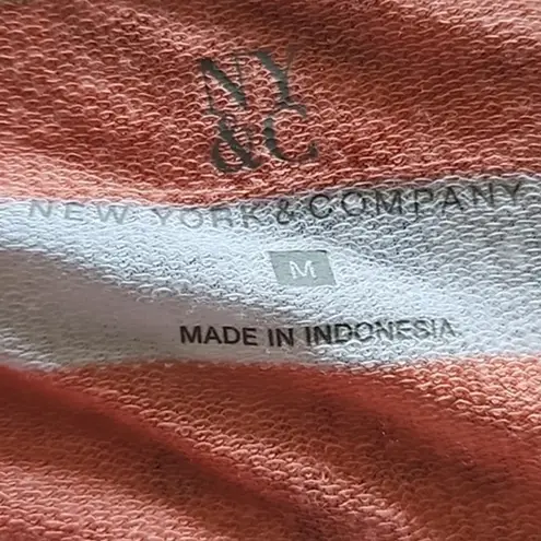 Excellent New York & Company Pink White Striped Cowl Neck Top Size Medium