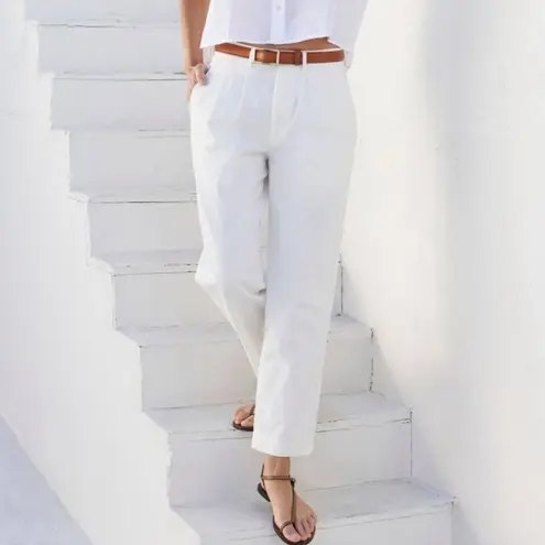 AYR The Metropolitan Hi-Rise Pleated Twill Trouser Pants Basmati White 8