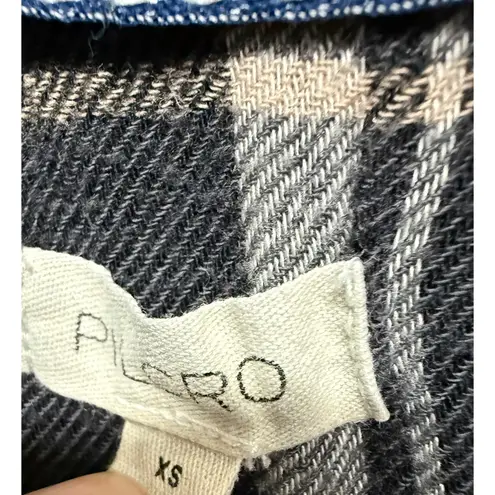 Pilcro Anthropologie Ruffle Front Plaid Button Up Womens Size XS Blue thumbnail 5