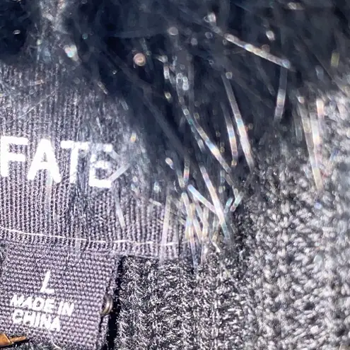 FATE Black Ribbed Knit Cardigan
Sweater Faux Fur/Angora Trim Size L Size L