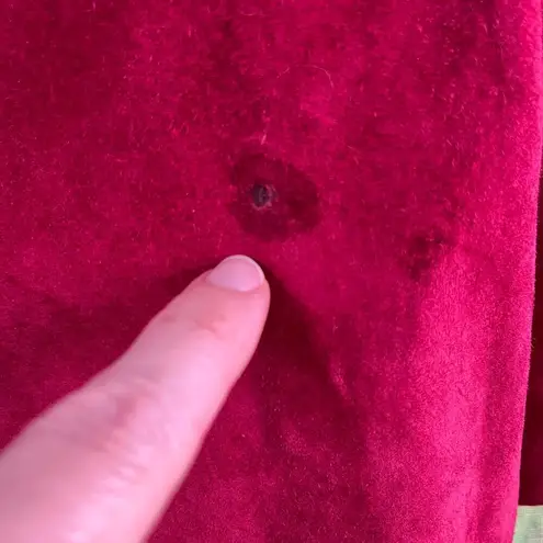 In Suede Women's Red Vintage 100% Leather Suede Cape Jacket Size L Size L