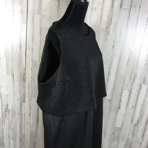 Metaphor Twofer Eyelet Cutout Black Dress LBD 3X