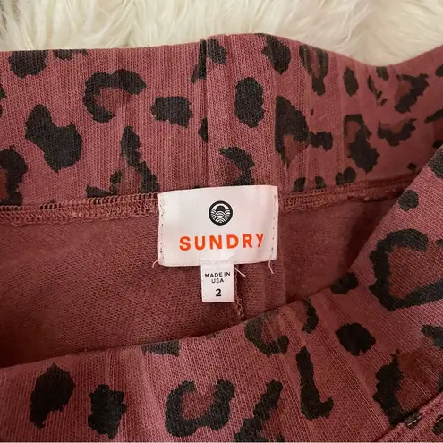 Sundry  Leopard Print Cuff Joggers Sweatpants Bottoms Pigment Spice 2 8 10 M