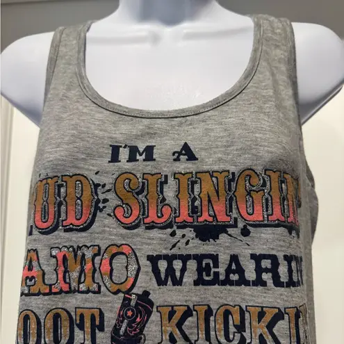 Graphic RANSOM Tank Top Size M Country Western Concert Coastal Cowgirl Fun Gray Size M