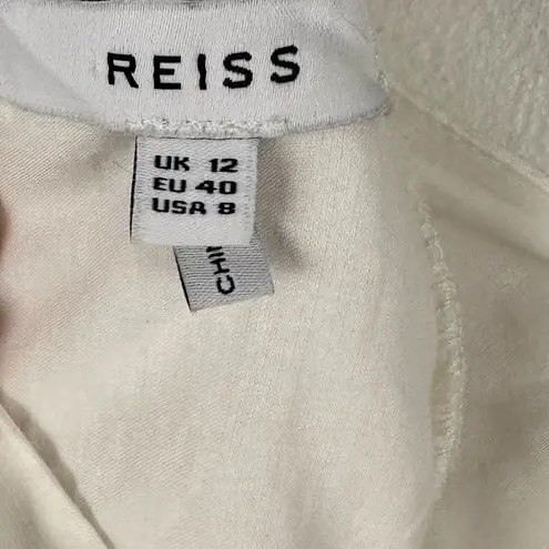 Reiss Ava V Neck Bow Back Cuffed Sleeves Crop Top Women’s Sz 8