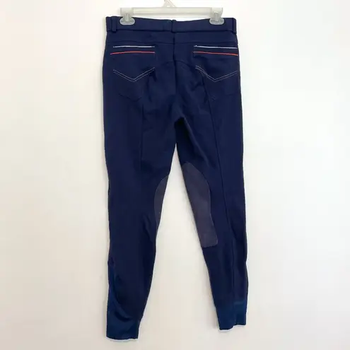 HR FARM Horse Riding Suede Breeches Navy Blue Striped Equestrian Pants Horseback Size 32