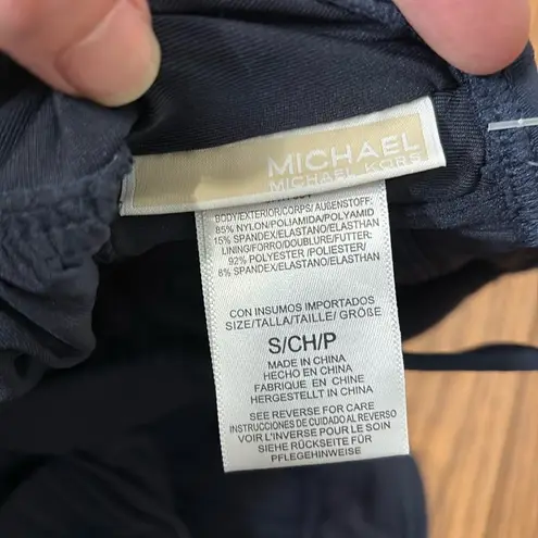 Michael Kors Solids Underwire Baby Doll Tankini Bikini Top Navy Small NWT Blue