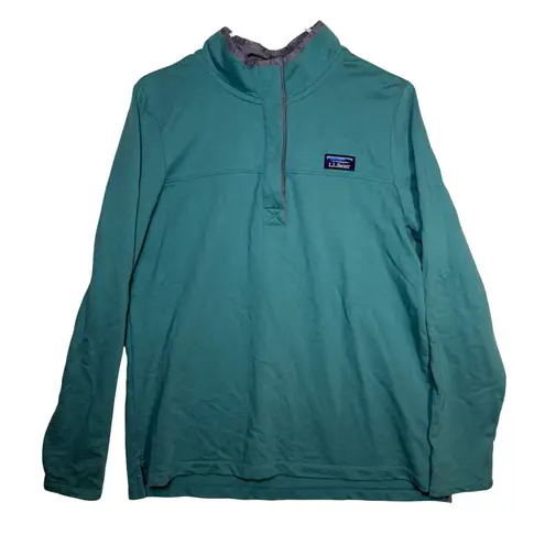 LL Bean Womens Teal 100% Cotton 1/4 Button Pullover Sweatshirt Size L Gorpcore Blue Size L