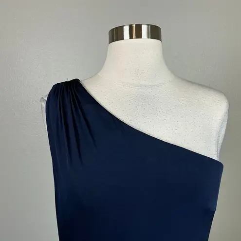 XScape One Shoulder Sleeveless Bodycon Mini Sheath Cocktail Dress Blue Size 10