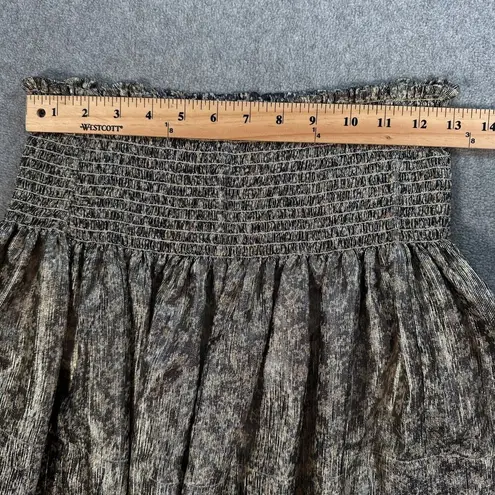 Koch Metallic Erica Skirt Shorts Women's X-Small Smocked Waist Black Gold Floral