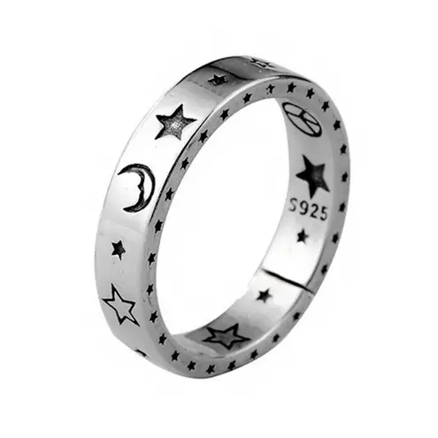 Boutique Unisex Sm 925 Sterling Silver Star Moon Midi Pinky Finger Ring