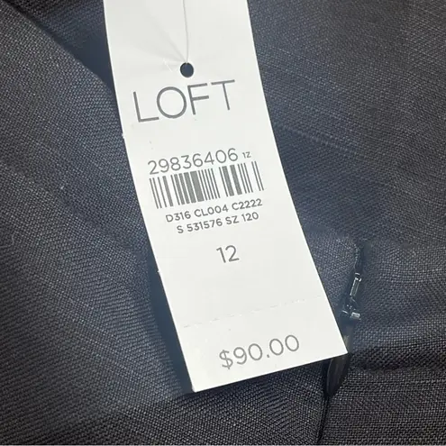 Loft  Ruffle Belted Black Linen Romper Ruffled shorts hem Jumpsuit Size 12