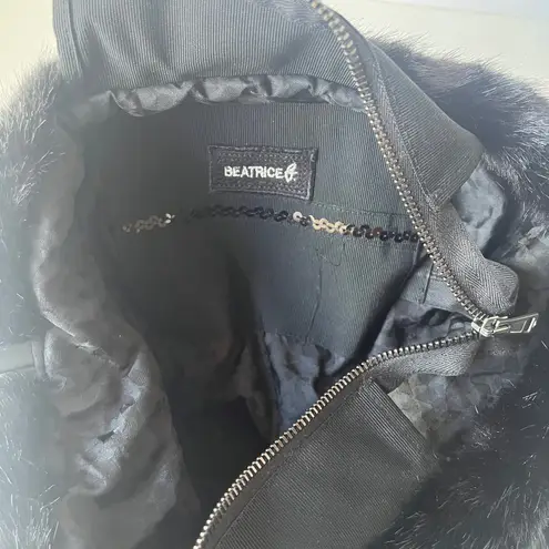 Beatrice B Italy Faux Fur Shoulder Bag Black Y2K Slouchy Boho Indie Maximalist