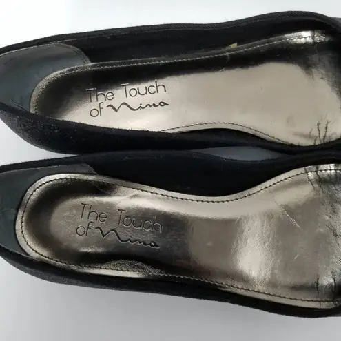 Nina The Touch Of Womens Shimmery Glitter Ballet Flats Shoes Black Slip On 8 X
