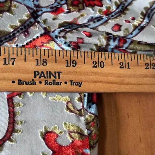 2OH Threads Silk Velvet shirt L Hippie burn out Paisley Semi