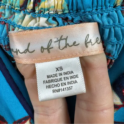 Band of the Free Blue Floral Strappy Ruffle Midi Dress Size XS Slit Skirt