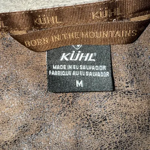 Kuhl Womens Fleece Quarter Zip Pullover Top Tan Brown Stitched Size Medium - Image 9