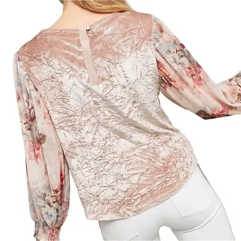 Anthropologie  Velvet & Silky Puff Sleeve Blouse by Meadow Rue XS Going Out Top