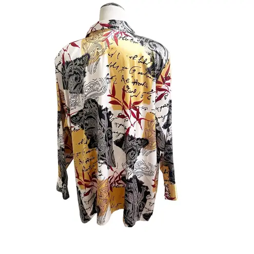 Maggie Barnes Women’s Vintage Satin Button Down Blouse Size 2X 22/24 Artsy