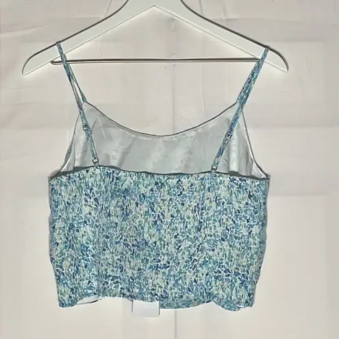 Sadie & Sage Womens Crop Top Blue S Smocked Back Adjustable Straps Dainty Fun Size L