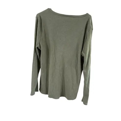 Dickies Women's Long Sleeve Henley Green Size 2XL