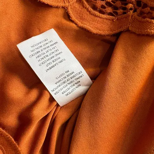 Nanette Women's Small Lace Orange Blouse Square Neck 3/4 Sleeves