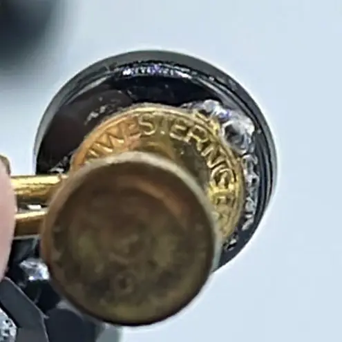 Vintage gold over sterling silver facetted black glass beaded earrings