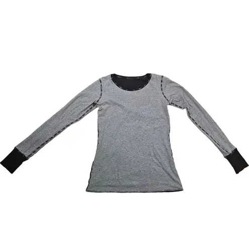 Lululemon  Reversible T-Shirt Top Crewneck Long Sleeve Gray Navy Women's Size 6