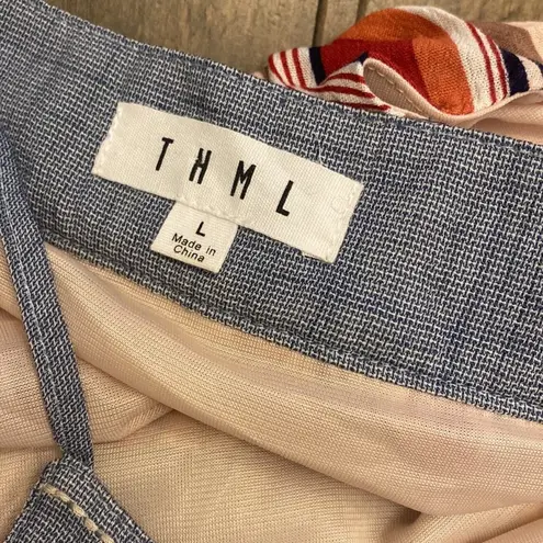 THML Striped Maxi Dress Stripe Chambray Americana Summer Vacation Beach Large