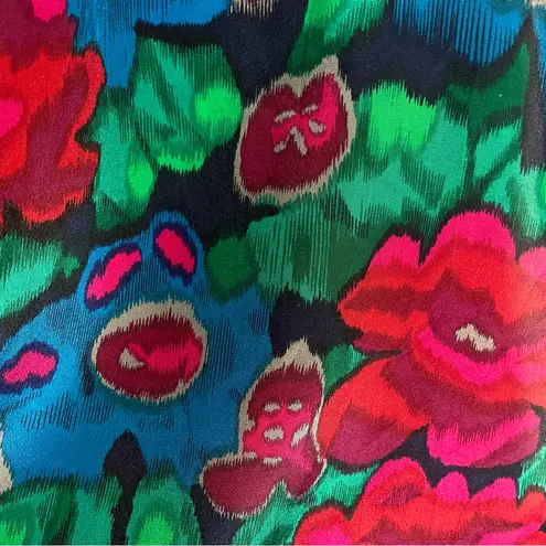 Vintage Scarf Floral Long Jewel Tones Red Green Blue Classic Moody Timeless