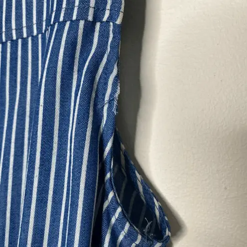 Kori America Striped Scoop Neck Sleeveless Tie Waist Romper Blue Size Small