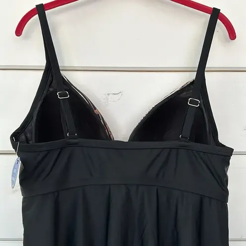 Swimsuits For All Twist Front Tankini Swim Top NEW Size 18 Black