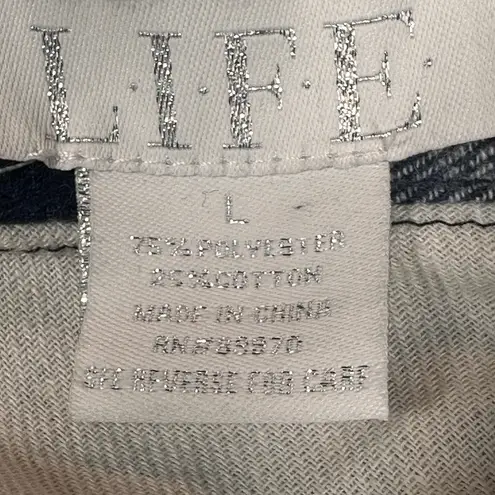 Life Flannel Women Large Black White Blue Buffalo Check Lightweight Button Shirt